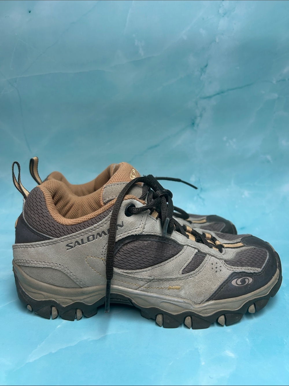 Salomon Conta Grip Running Hiking Shoes tan Brown Sneakers US Size 6,5